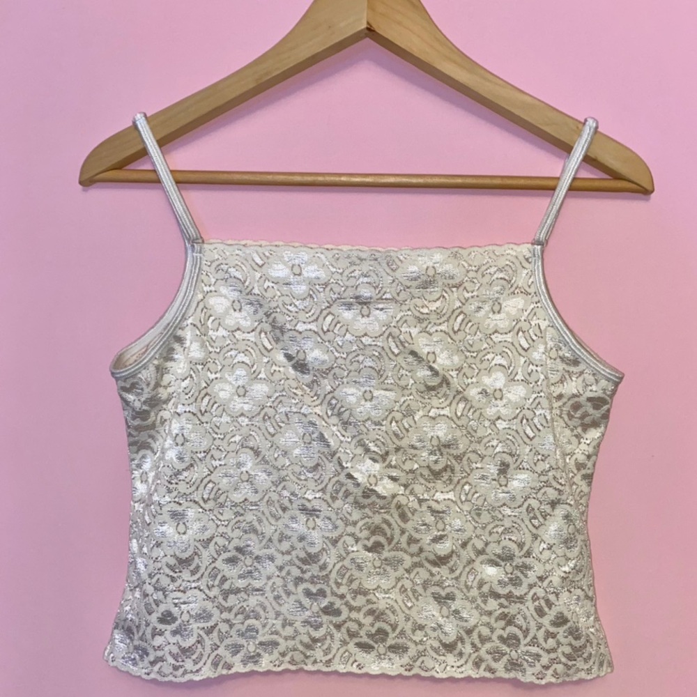 Eva Cervantes white sheer embroidered tank